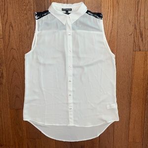 Express button down lace blouse size small